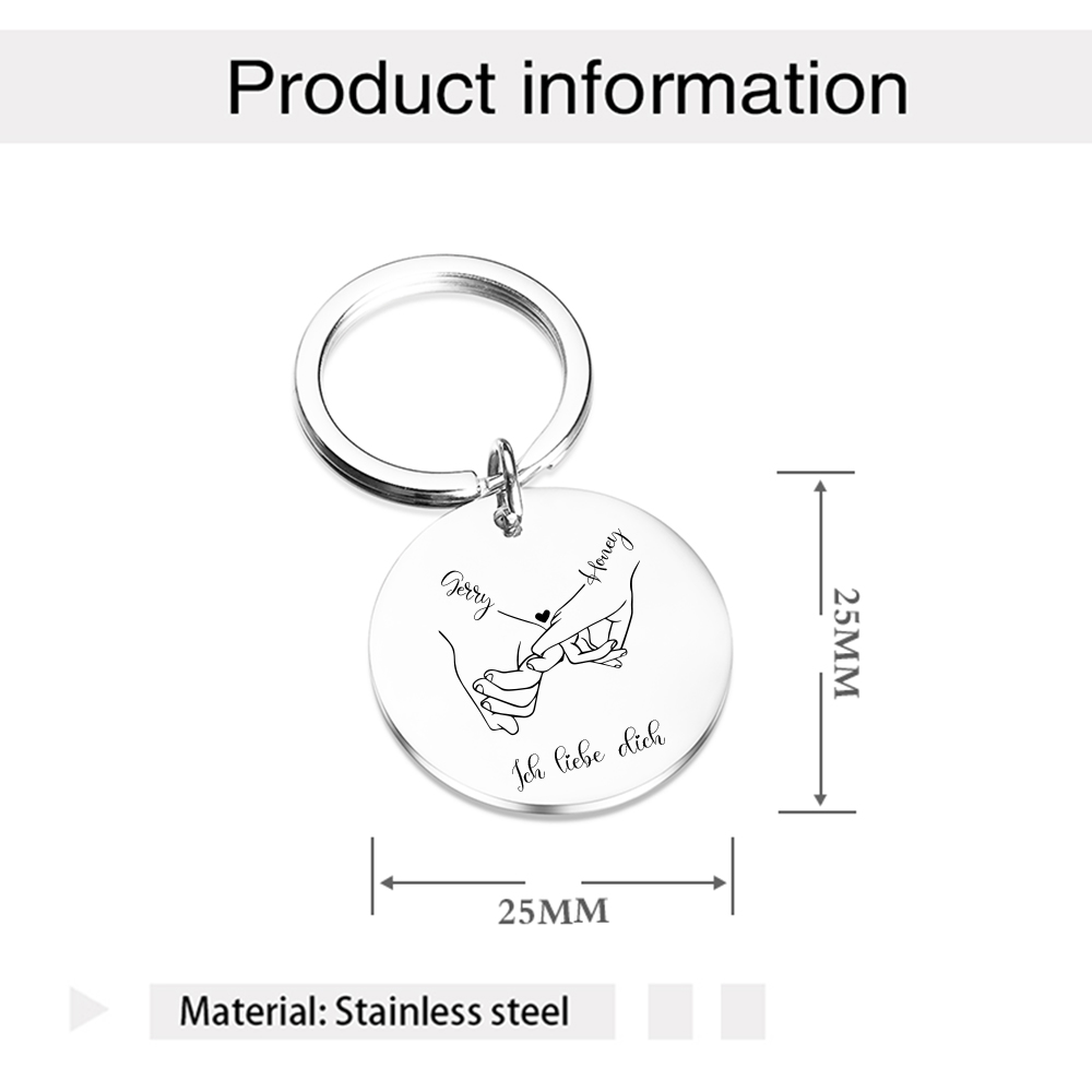 Personalisierbare 2 Namen & Text Pinky schwören Metall Paar Schlüsselanhänger