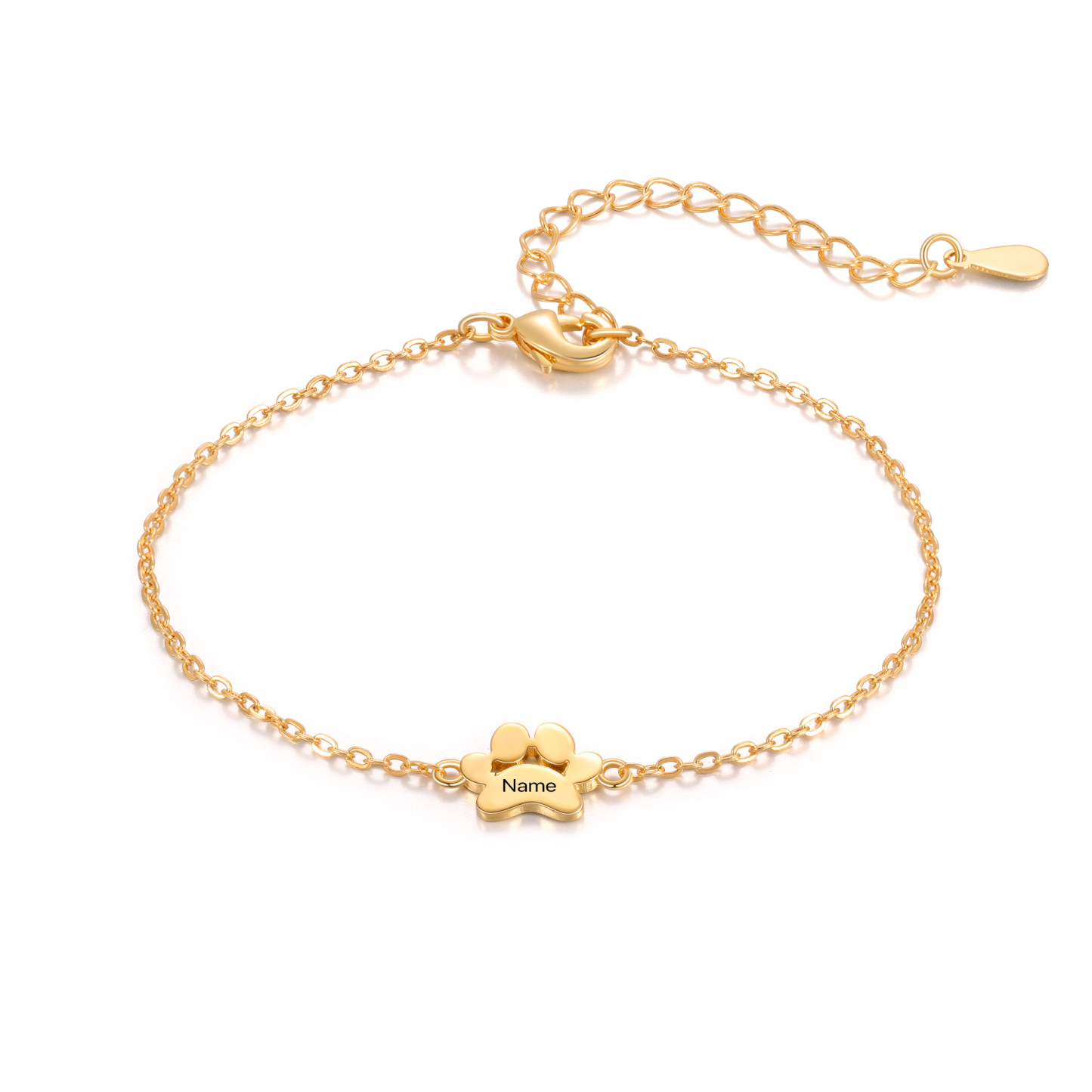 Personalisierter 1 Name Pfotenabdrücke Golden Armband