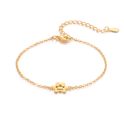Personalisierter 1 Name Pfotenabdrücke Golden Armband