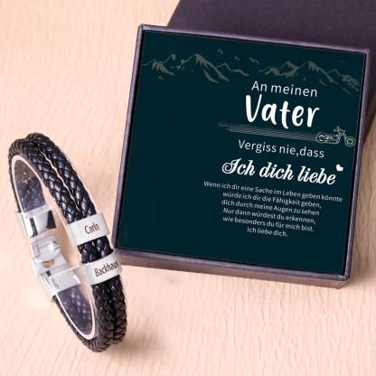 Personalisiertes 2 Namen Perlen Leder Armband-An Meinen Vater- Geschenk mit Nachrichtenkarte
