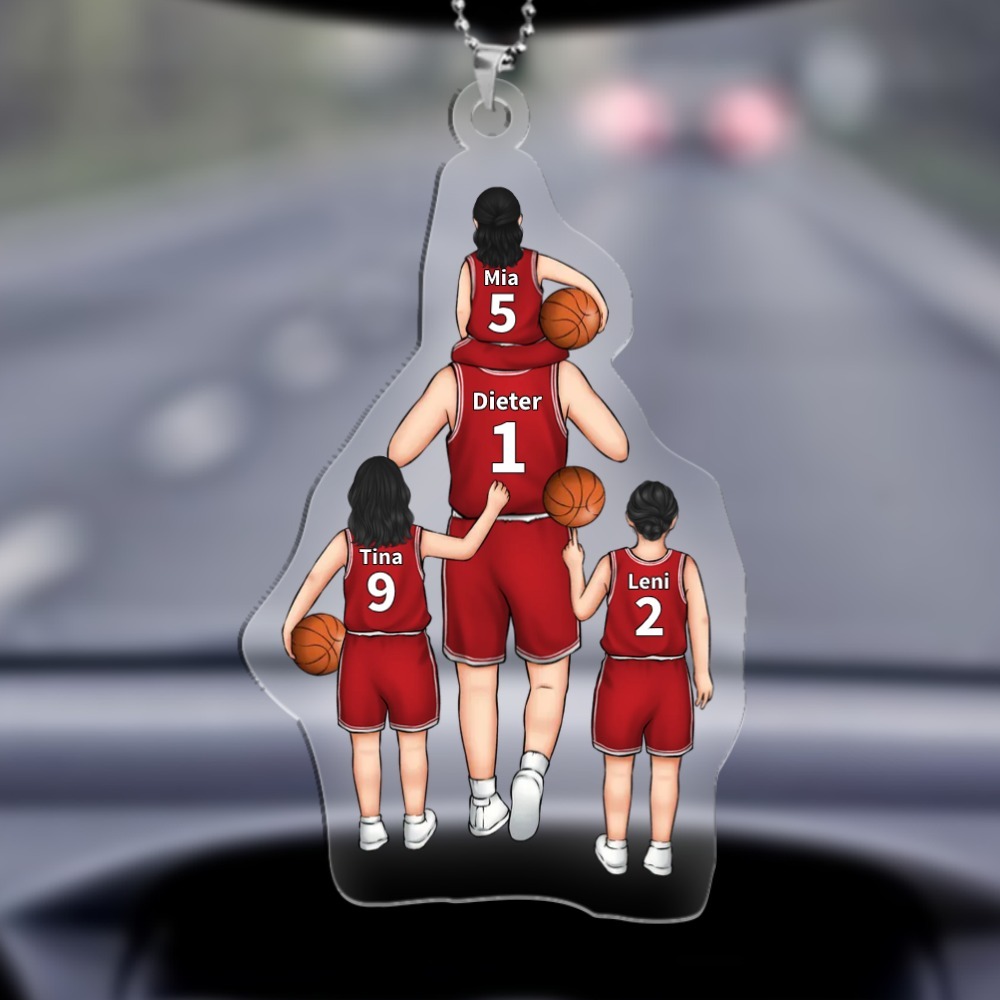 Personalisierbare 2-5 Namen Basketballteam Acryl Ornament/Schlüsselanhänger mit Schlüsselring