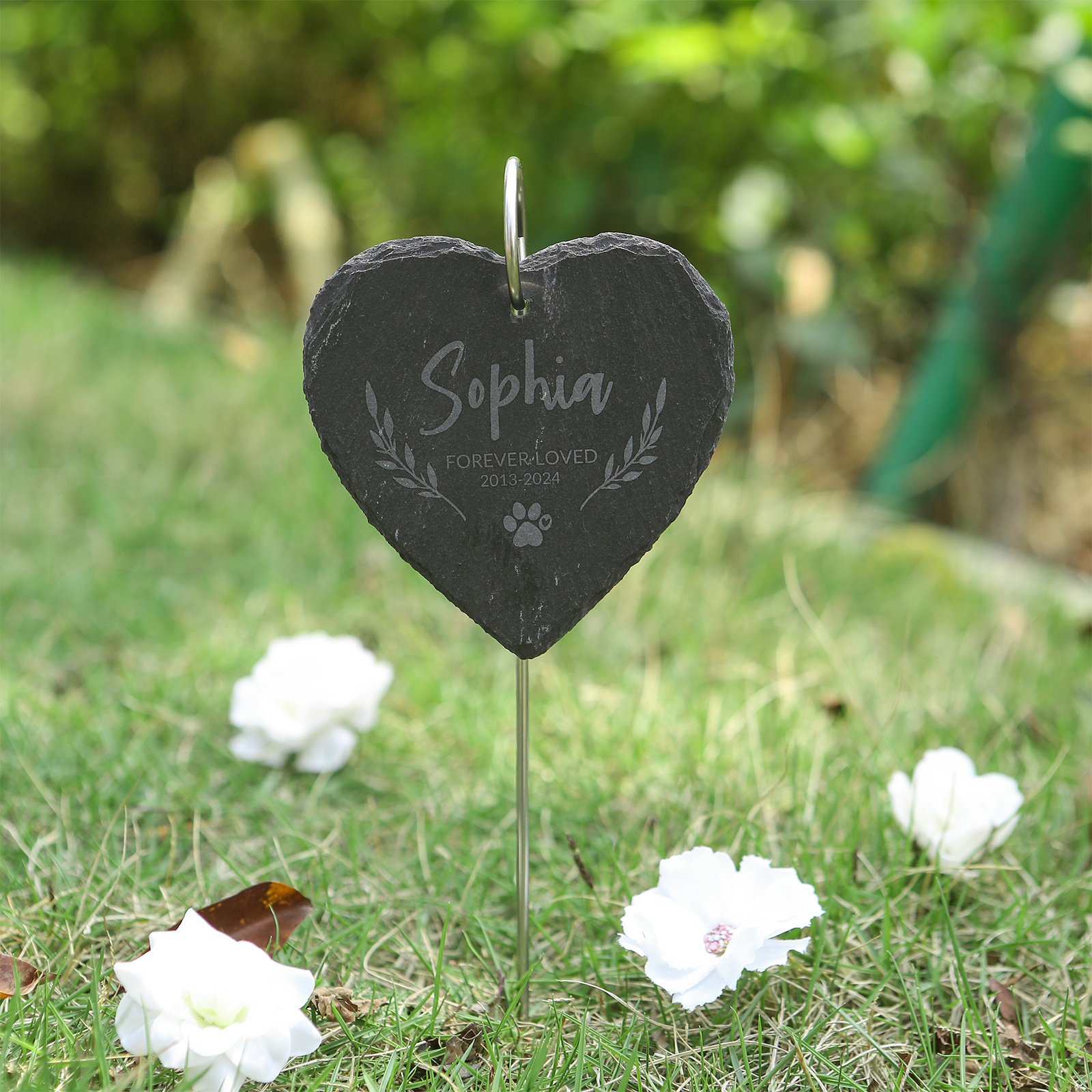 Personalisierter Grabstecker aus Schiefer – mit Name, Text & Datum graviert