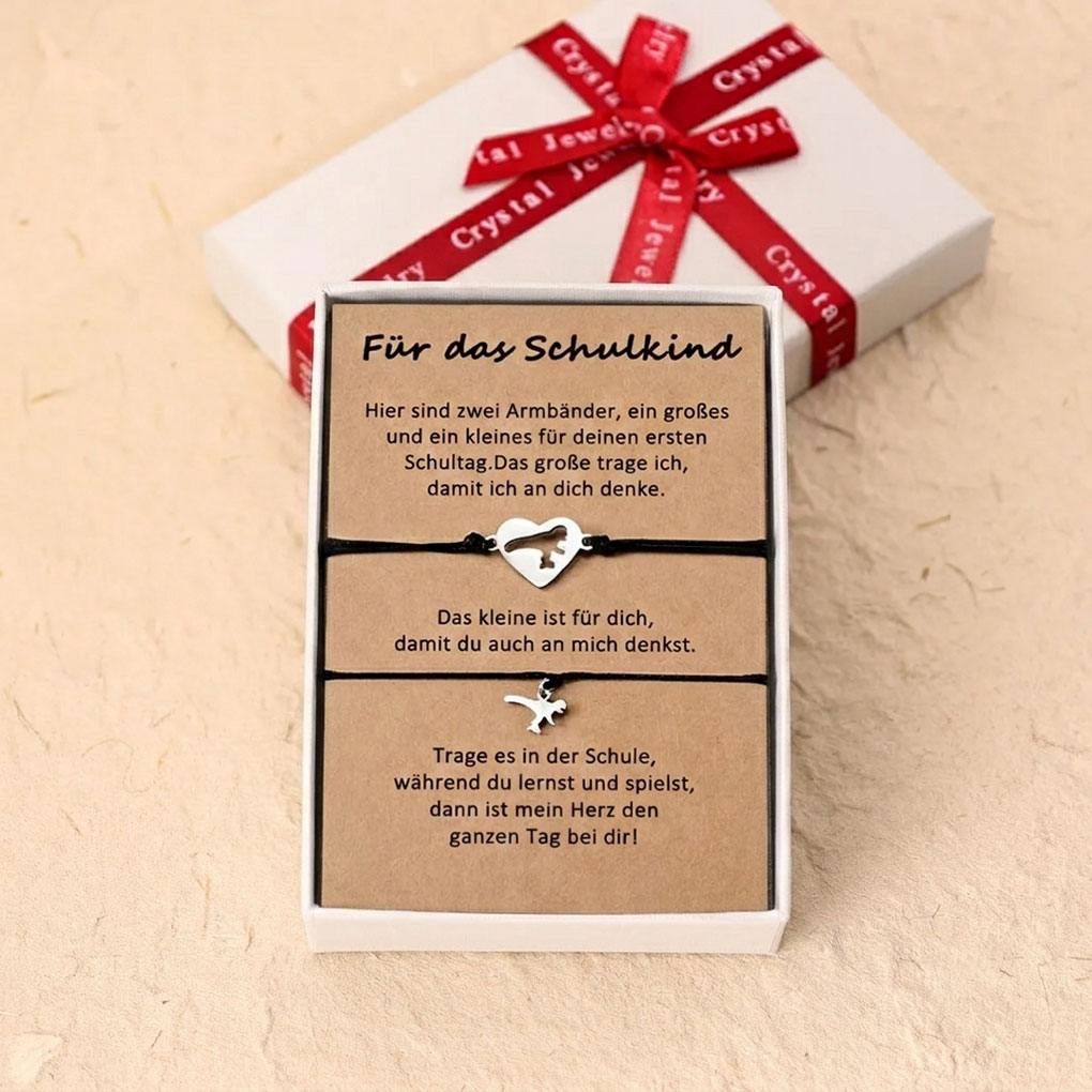 Dinos Armbänder Set- Für das Schulkind-Schulanfang Geschenk mit Nachrichtenkarte