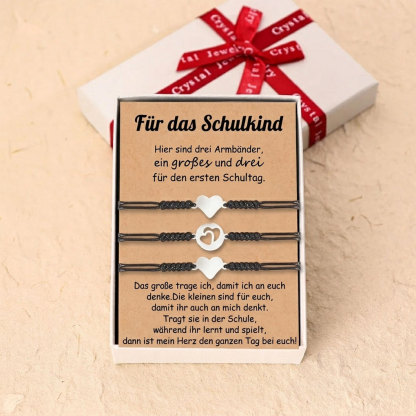 Herz Armbänder Set mit 3 Ketten- Für das Schulkind-Schulanfang Geschenk mit Nachrichtenkarte