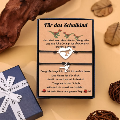 Dinos Armbänder Set mit 2 & 3 Ketten-Für das Schulkind-Schulanfang Geschenk mit Nachrichtenkarte