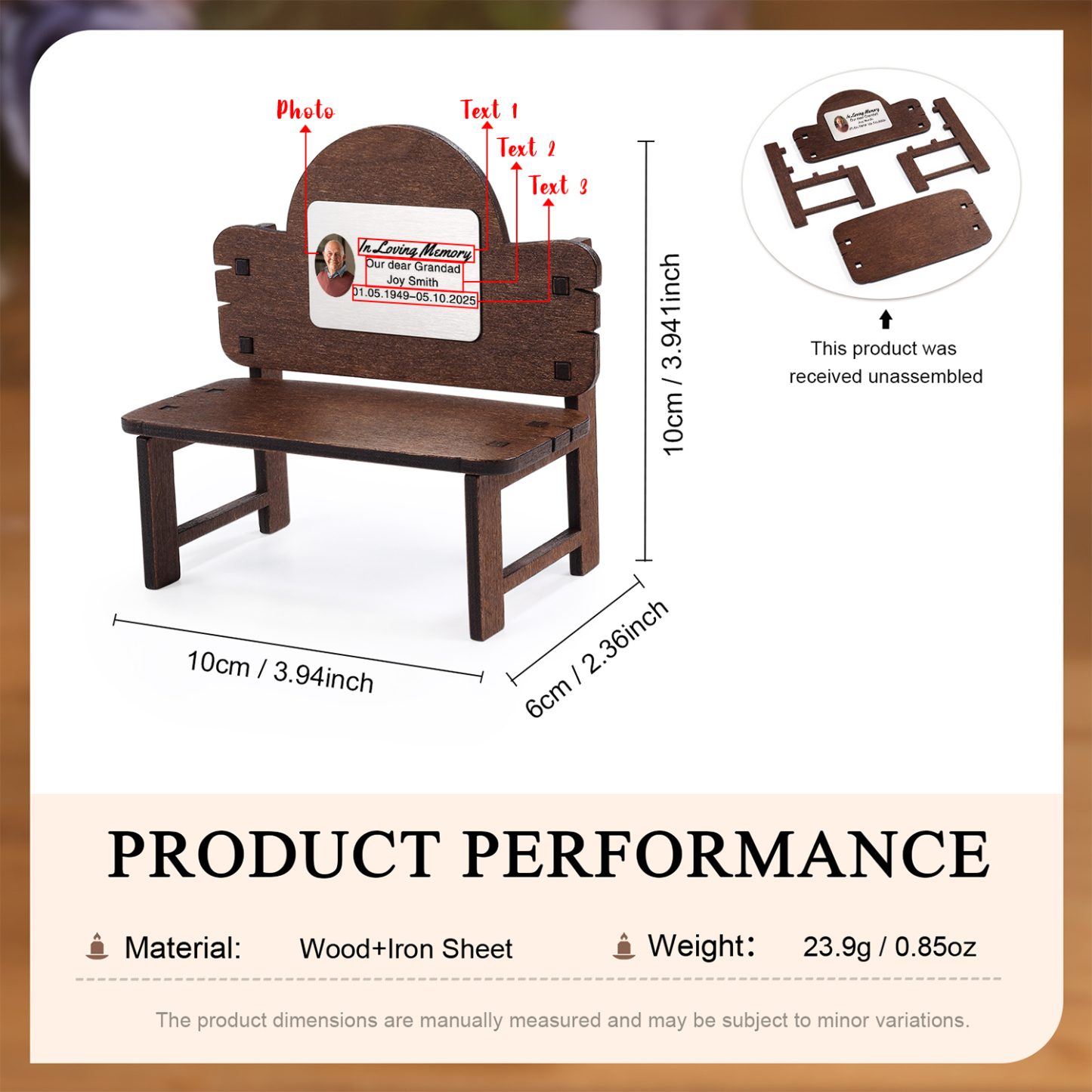 Personalisierte Mini-Holzbank zum Gedenken – individuell – Stuhl „In liebevoller Erinnerung“