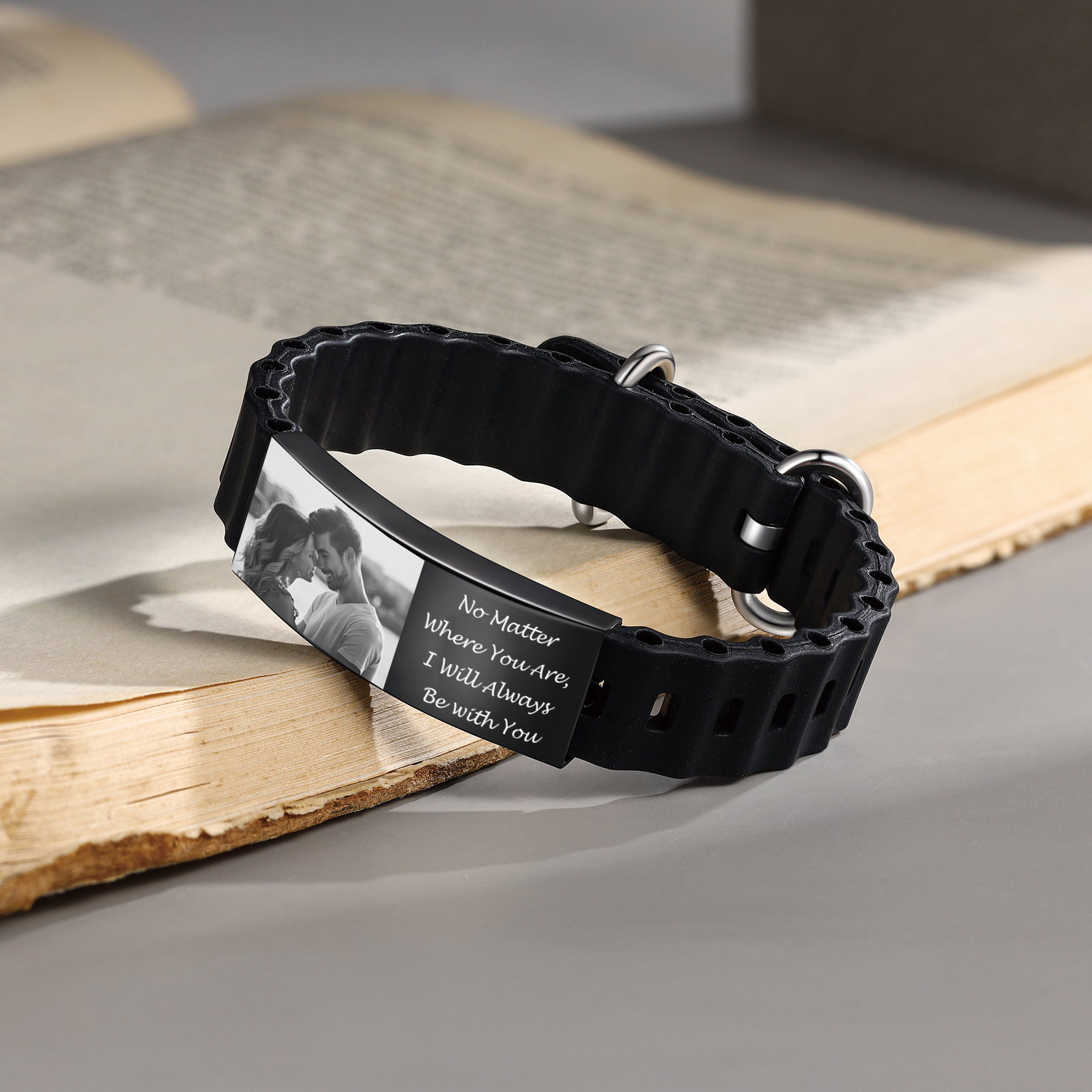 Personalisiertes Herren-Fotoarmband – Gravur & Text