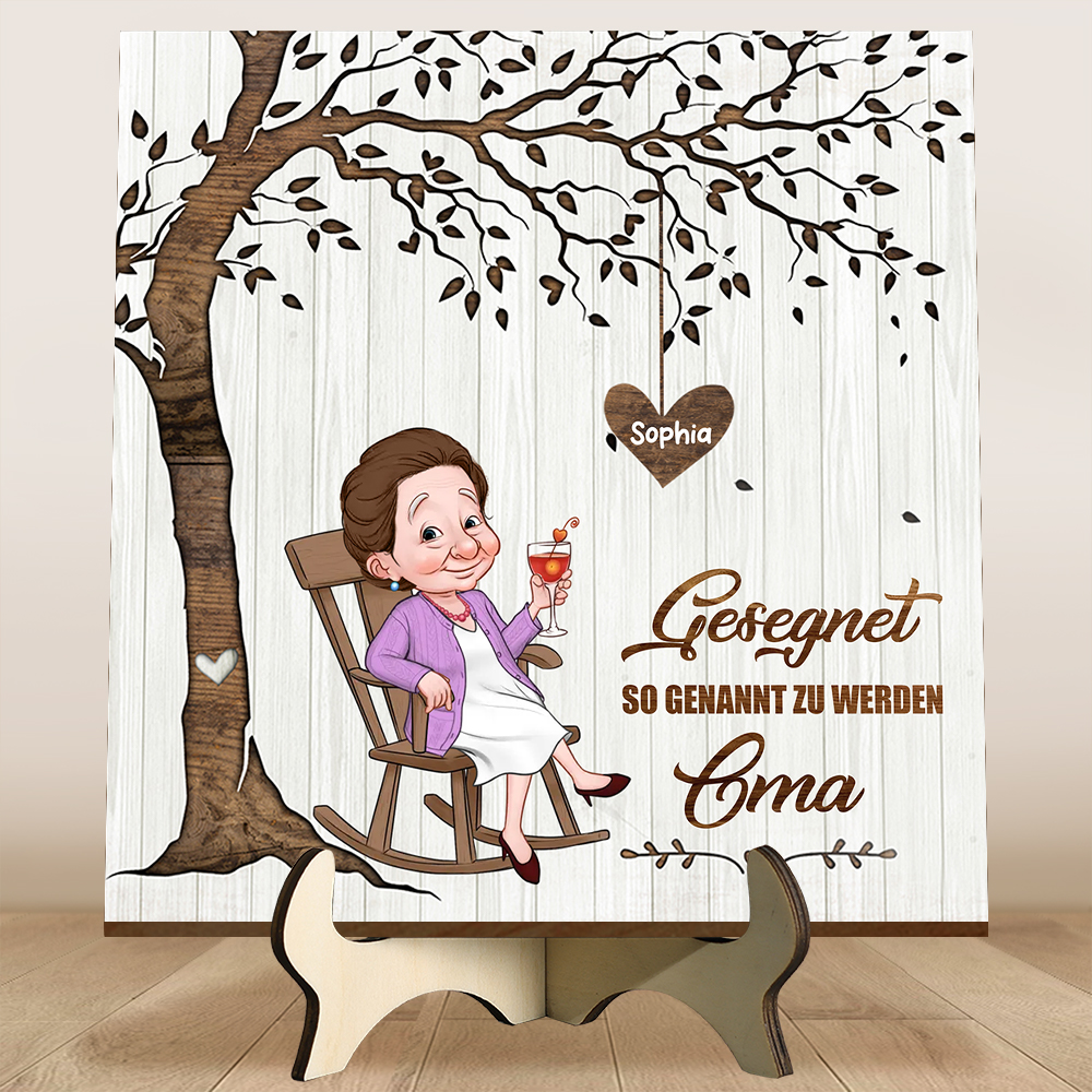 Personalisierte Holz-Stammbaum-Deko mit Namen für Oma – Gesegnet, Oma genannt zu werden