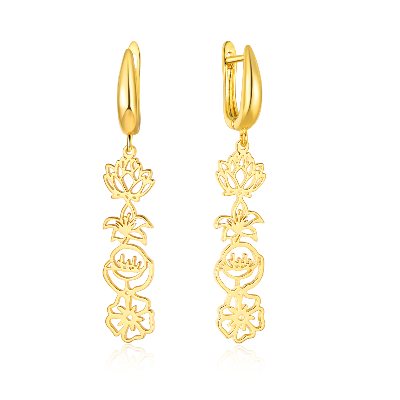 Personalized Birth Flower Earring Floral Dangle Earrings