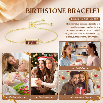 Personalisiertes Bar Armband mit Geburtsstein, verstellbar im minimalistischen Design