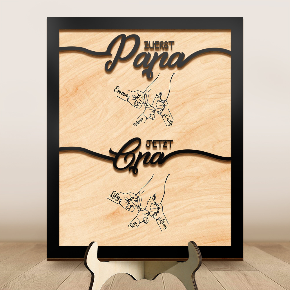 Personalisiertes "Erst Papa, jetzt Opa"-Holzschild – mit Wunschnamen