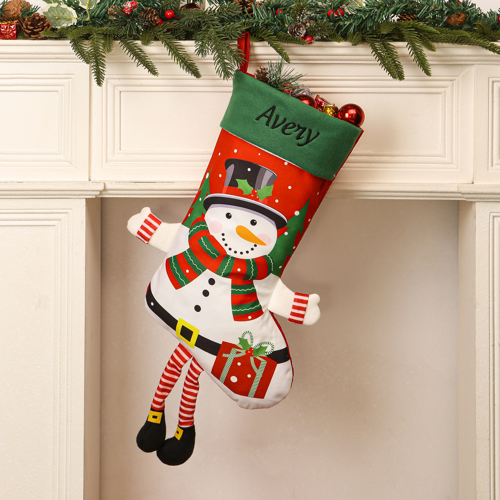 Personalisierte niedlich Übergroßer Plüsch-Weihnachtsstrumpf mit Namen, 3D-Beine