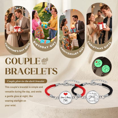 Leuchtende personalisierte Partnerarmbänder mit Namen – Valentinstagsgeschenk