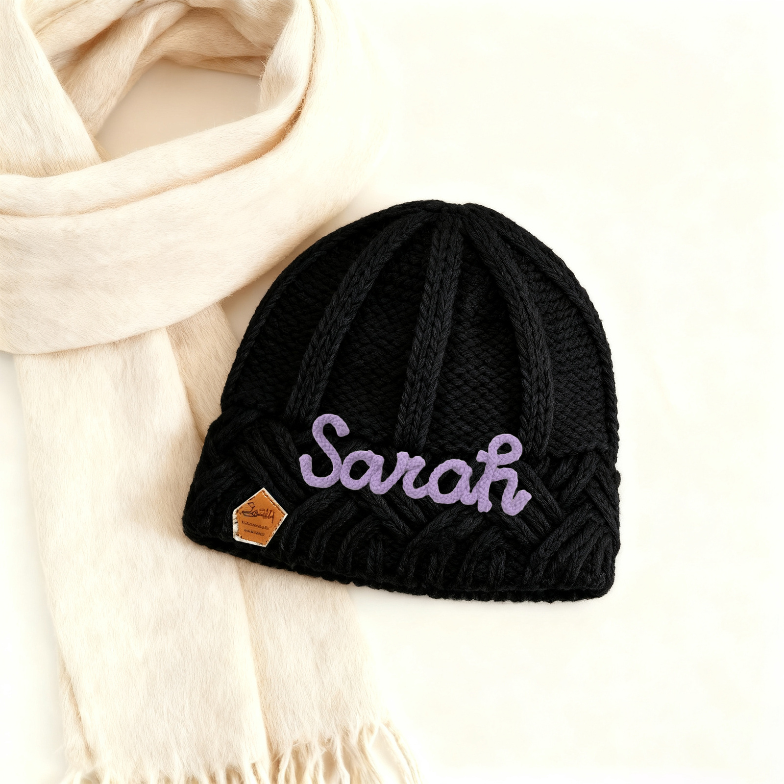 Personalisierte Winter Strickmütze mit Namensstickerei für Damen——Enthält fünf Farben