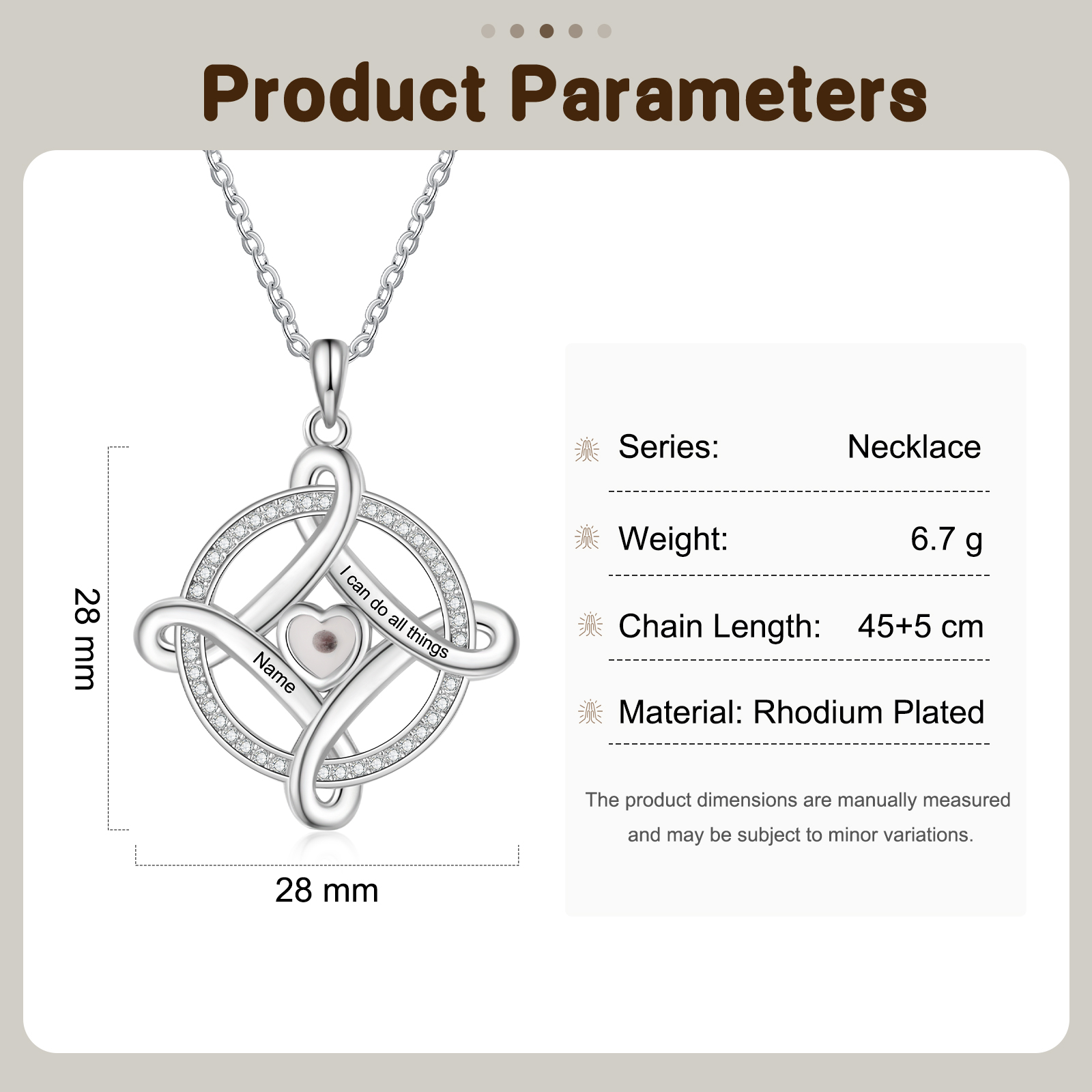 Rhodinierte Knoten-Halskette mit Herz & Zirkonia