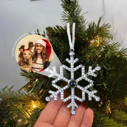 Personalisiertes Foto Projektion Schneeflocke Weihnachtsornament Weihnachtsbaum Anhänger in 3 Farben