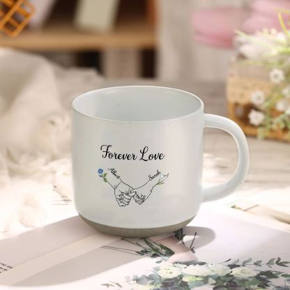 [Copy]Personalisierte 2 Name & Text Hand-in-Hand Keramik Mark-Tasse mit schwarzer/ weißer Schrift– Einzigartiges Geschenk für Paar