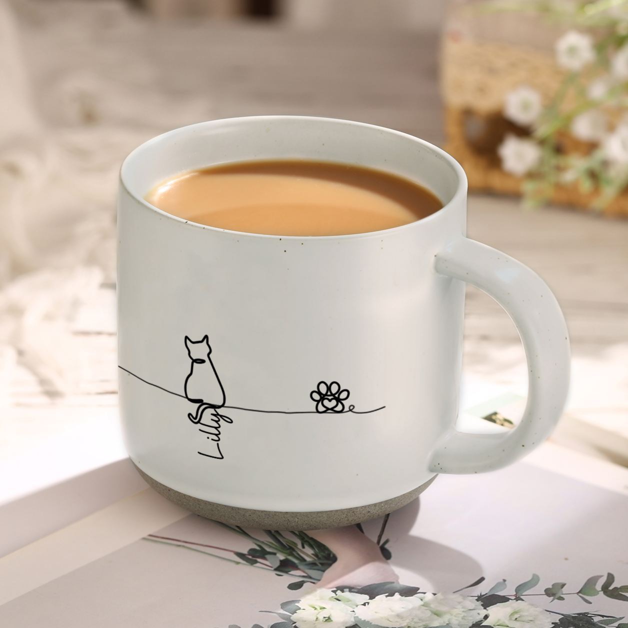 Personalisierte Keramiktasse mit Namen – Katzen- oder Hundemotiv für Haustierliebhaber