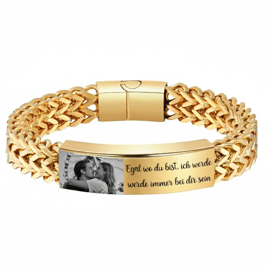 Personalisiertes Herrenarmband im Königsketten-Stil mit Foto und Wunschtext