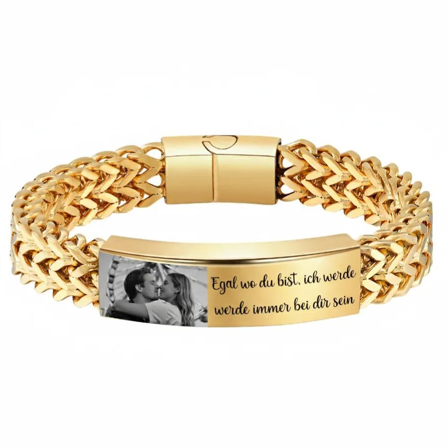 Personalisiertes Herrenarmband im Königsketten-Stil mit Foto und Wunschtext