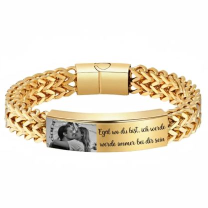 Personalisiertes Herrenarmband im Königsketten-Stil mit Foto und Wunschtext