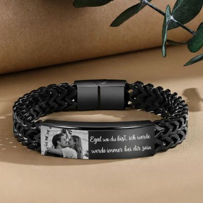 Personalisiertes Herrenarmband im Königsketten-Stil mit Foto und Wunschtext