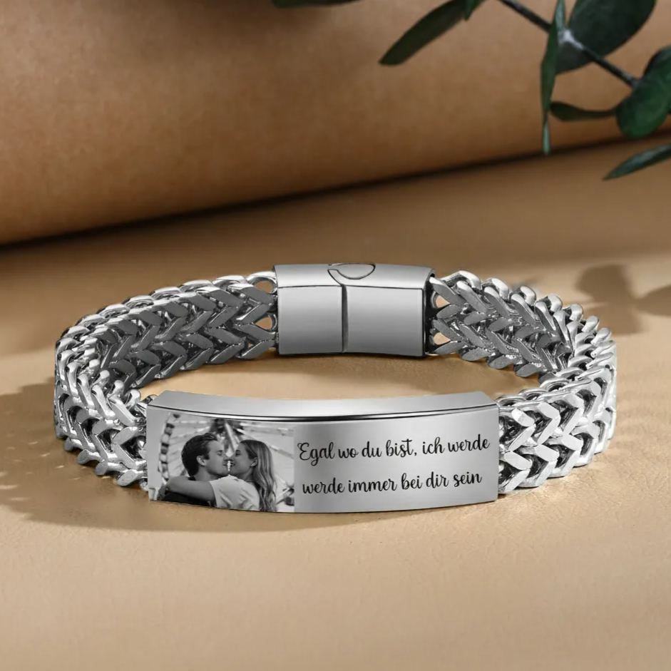 Personalisiertes Herrenarmband im Königsketten-Stil mit Foto und Wunschtext