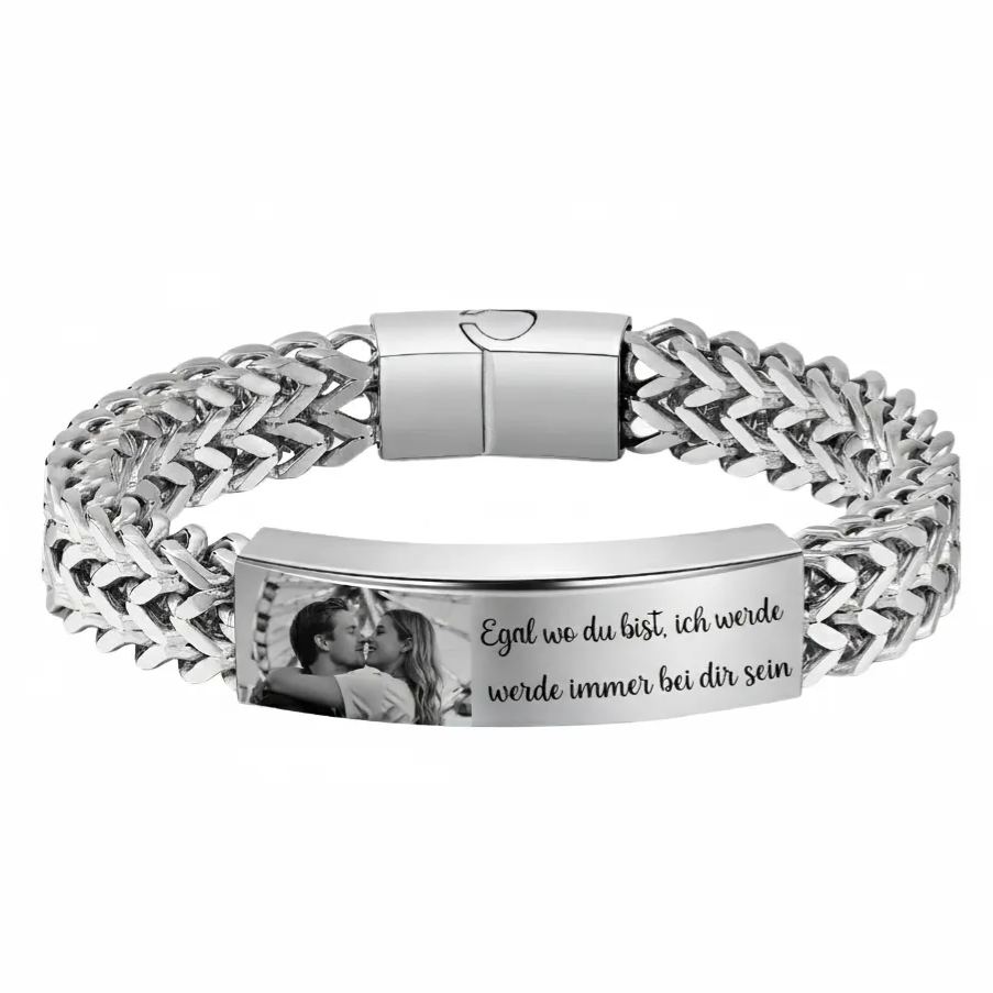 Personalisiertes Herrenarmband im Königsketten-Stil mit Foto und Wunschtext