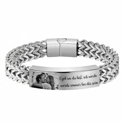 Personalisiertes Herrenarmband im Königsketten-Stil mit Foto und Wunschtext