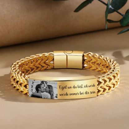 Personalisiertes Herrenarmband im Königsketten-Stil mit Foto und Wunschtext