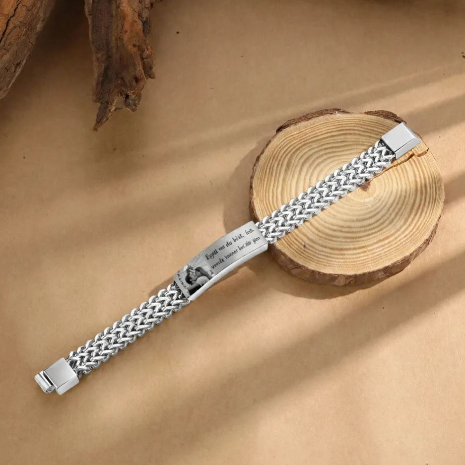 Personalisiertes Herrenarmband im Königsketten-Stil mit Foto und Wunschtext