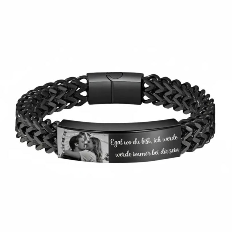 Personalisiertes Herrenarmband im Königsketten-Stil mit Foto und Wunschtext