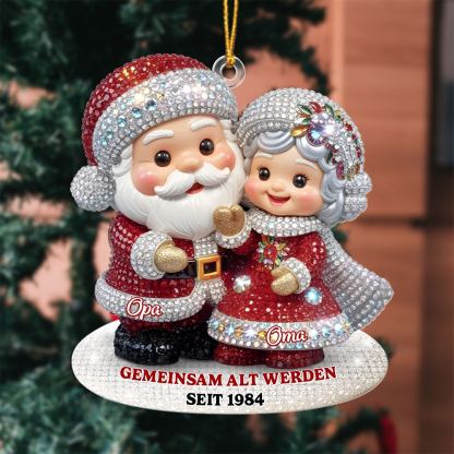 Weihnachtsanhänger Weihnachtsmann-Paar – Mit Glitzer & Strasssteinen