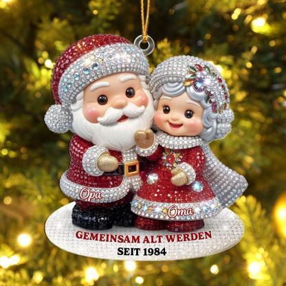 Weihnachtsanhänger Weihnachtsmann-Paar – Mit Glitzer & Strasssteinen