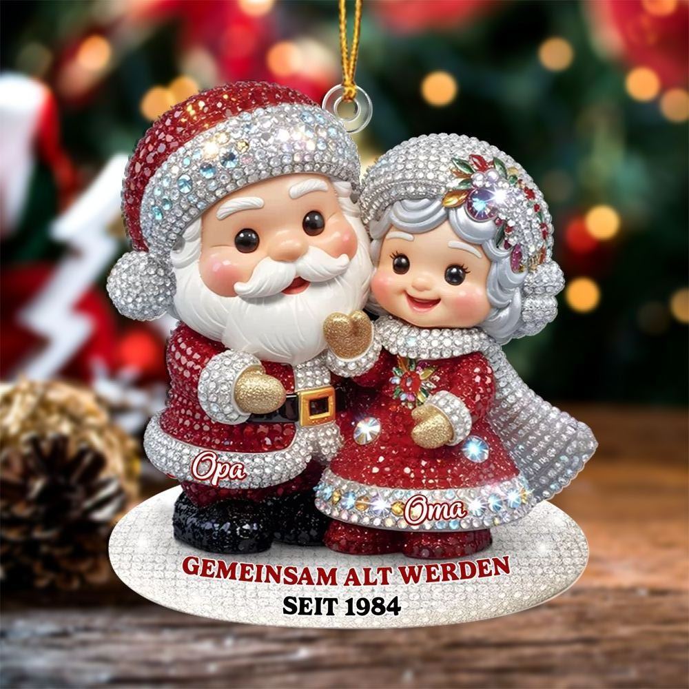 Weihnachtsanhänger Weihnachtsmann-Paar – Mit Glitzer & Strasssteinen