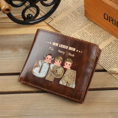 Personalisierte Leder-Geldbörse Papa Vintage——“Ein Geschenk für meinen geliebten Vater”