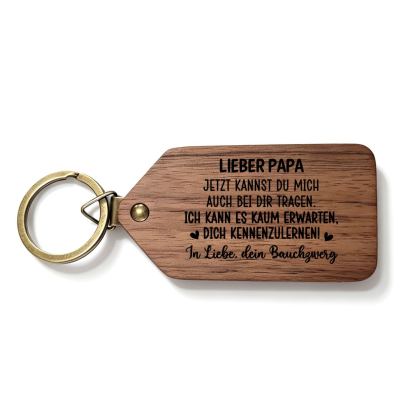 Personalisierter Foto-Schlüsselanhänger aus Holz mit Ultraschallbild Geschenk zur Schwangerschaftsverkündung für den werdenden Papa