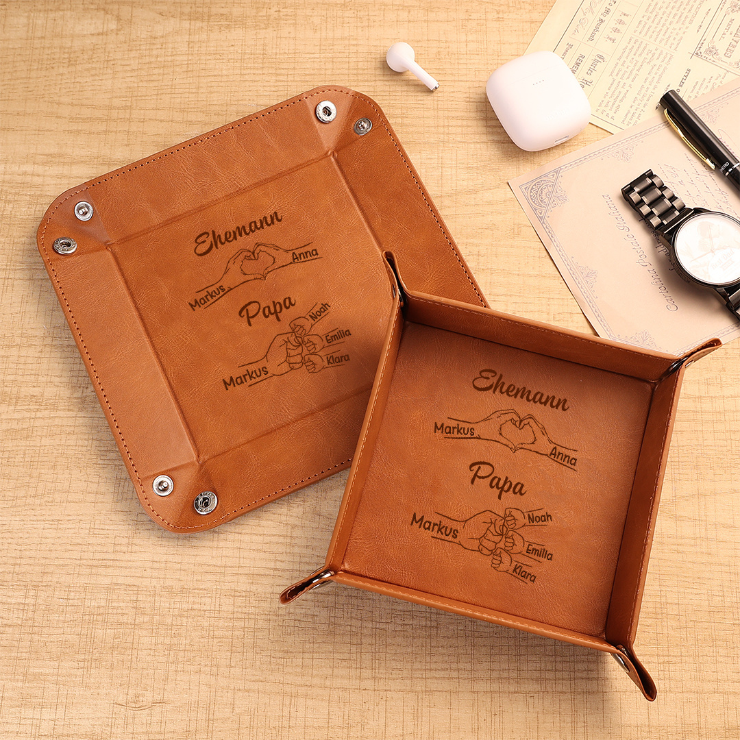 Personalisierte Ablageschale aus Leder Geschenk für Papa & Ehemann