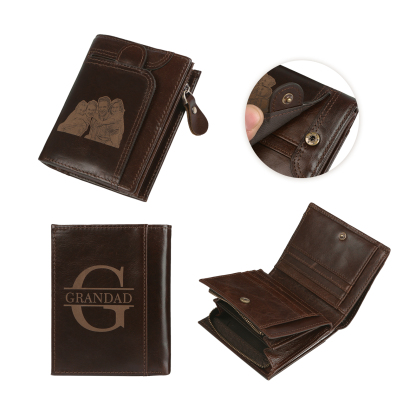 Personalisierte Herren-Geldbörse aus echtem Leder mit Foto-Gravur und Münzfach