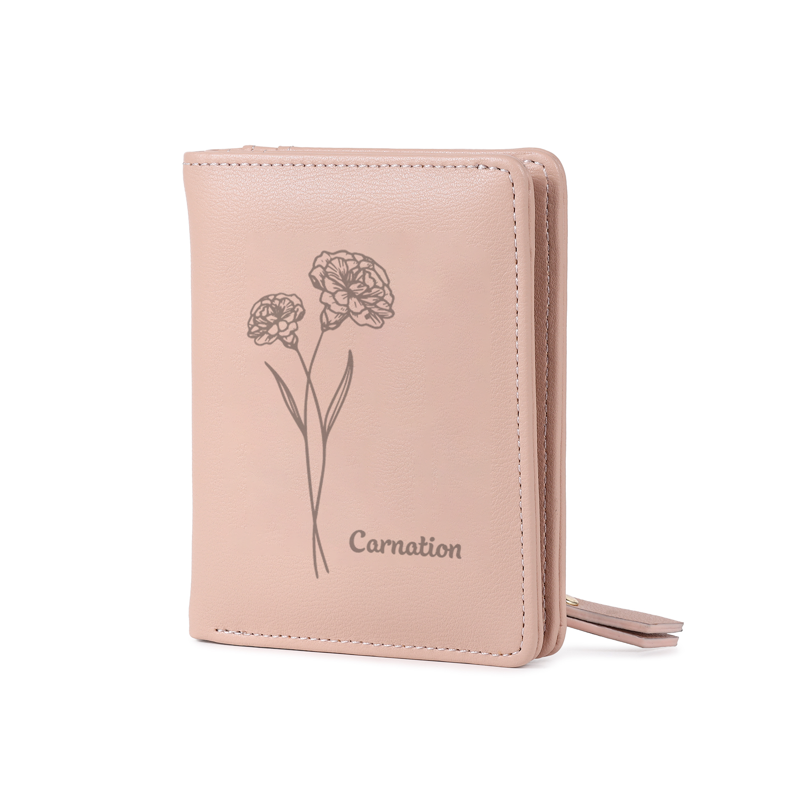 RFID Rosa PU-Leder Blumen-name Damenbörse: Geburtsblumen-Gravurt