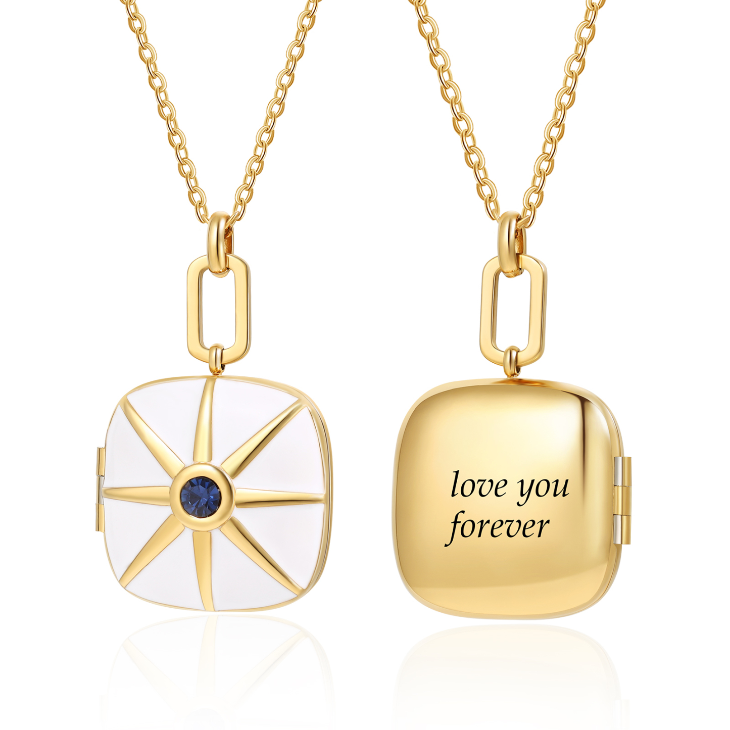 Personalisierte Medaillon-Halskette mit 2-Foto, Gravur-Wunschtext für Familie