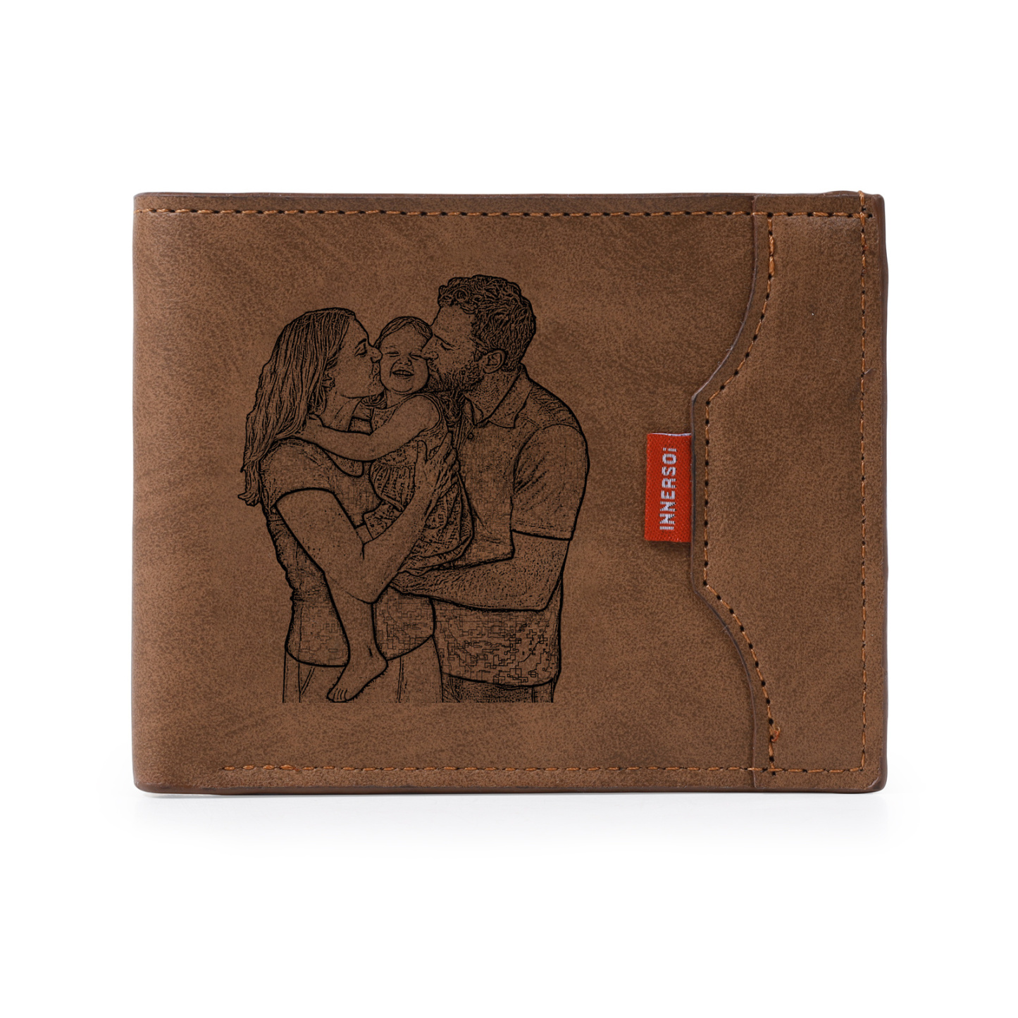 Personalisierte Herren Geldbörse aus PU‑Leder, individuell mit Foto, Kalender oder Namensgravur