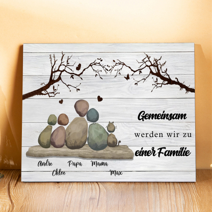Individuelle Familien-Kieselstein-Kunsttafel Personalisierte Wohnkultur-Geschenkidee für Eltern, Kinder und Freunde | Jessemade