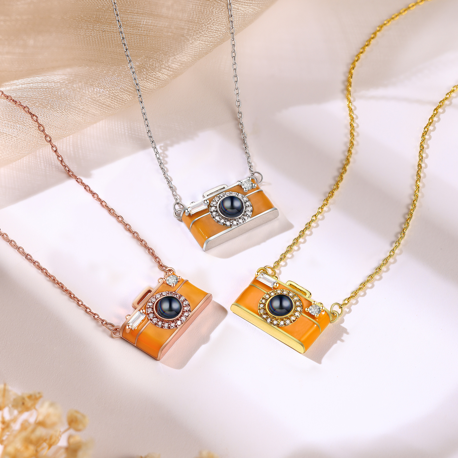 Personalisierte Fotoprojektion Kamera-Halskette für sie