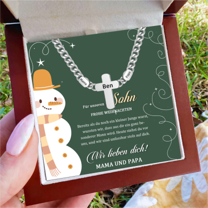 Personalisierte 2 Namen & Text Kommunion Kreuz Halskette & Weihnachts-