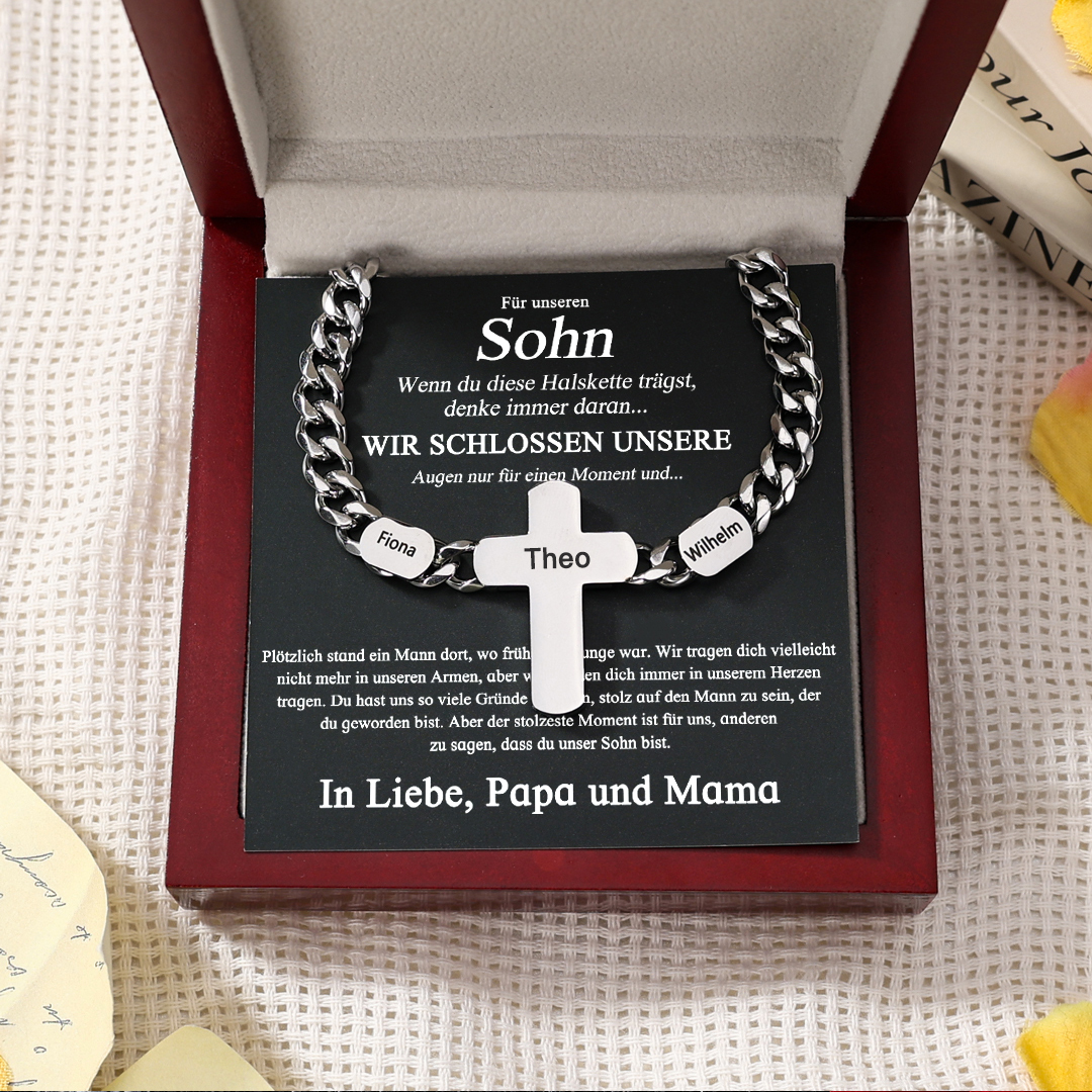 Personalisierte 2 Namen & Text Kommunion Kreuz Halskette & Nachrichten