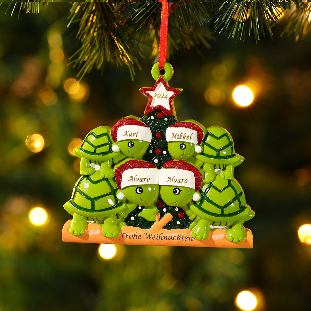 Harz Personalisierter 2-6 Namen & Jahr Weihnachtsornament – Schildkröten Anhänger