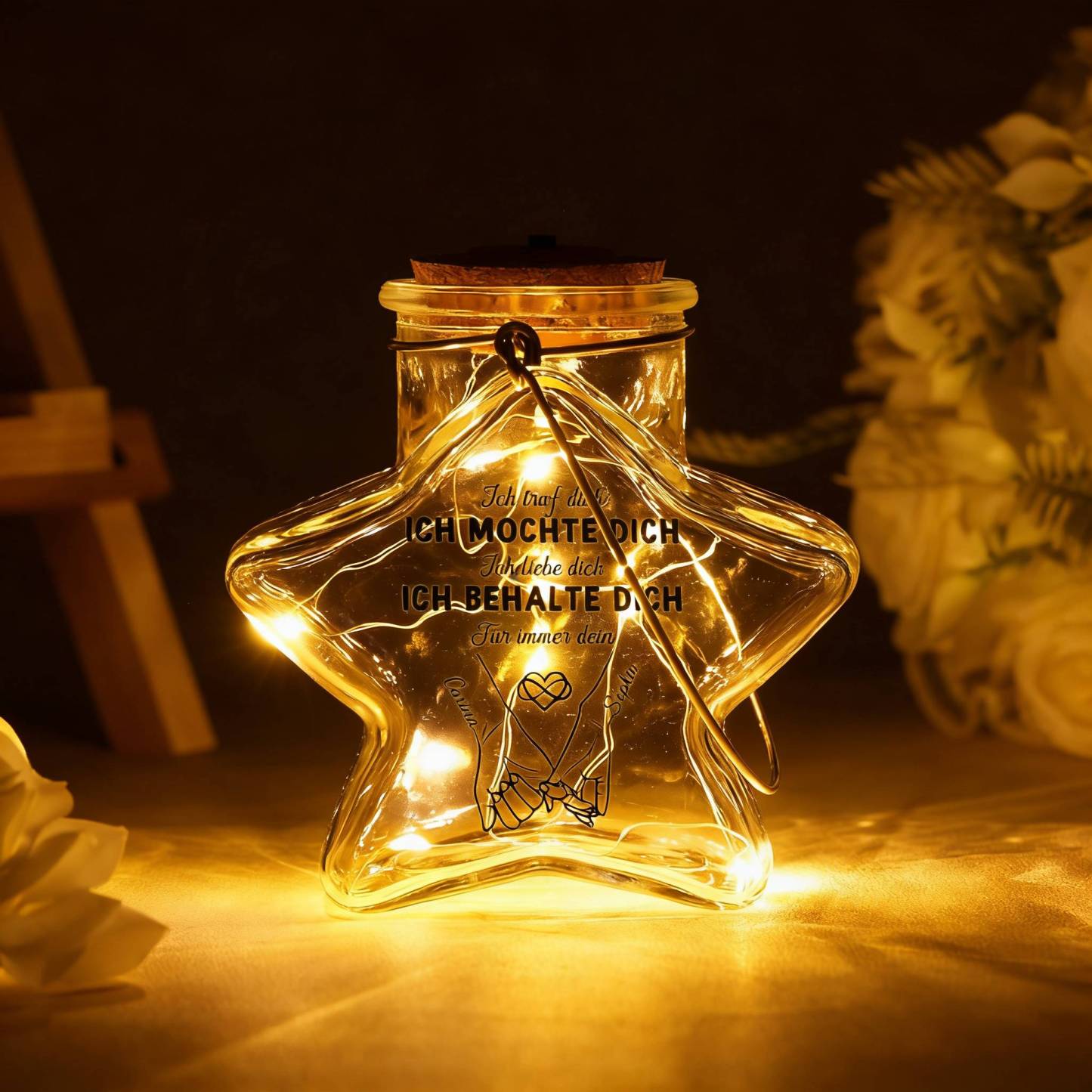 LED-Feenlichter im Sternenglas Kleiner-Finger-Schwur Nachtlicht für Paare