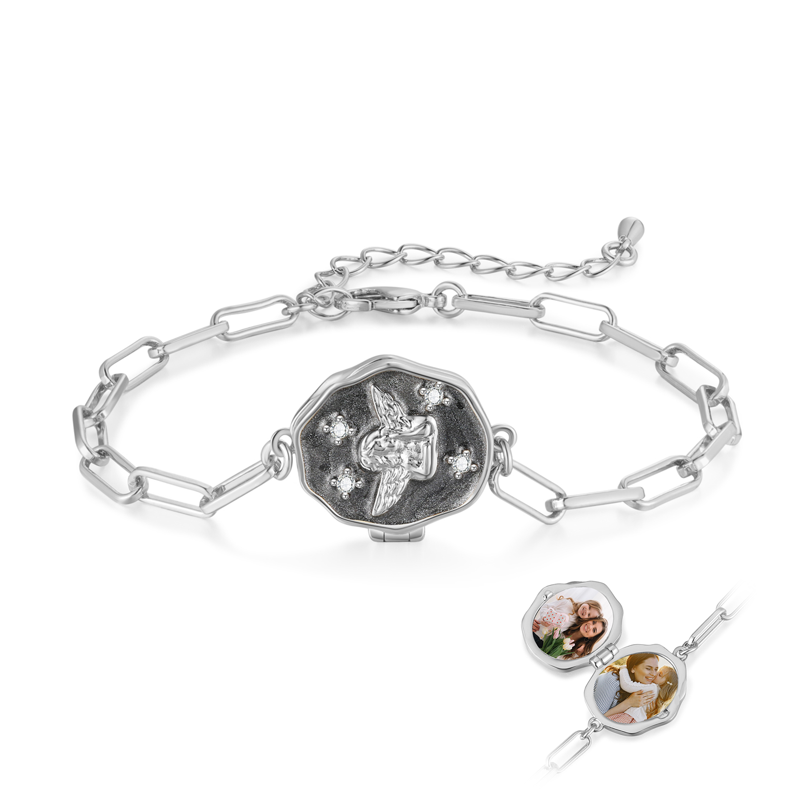 Personalisierbares Schutzengel Foto-Medaillon Armband, Geschenk für Mama