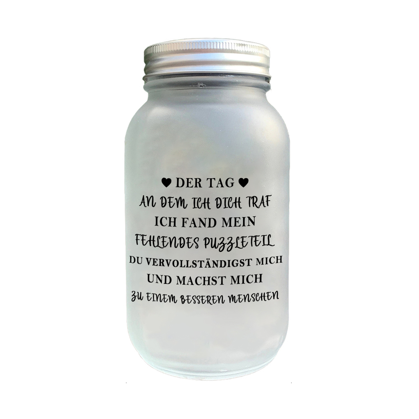 Personalisierte Solar-Glasflasche im Mason-Jar-Stil – Romantisches Geschenk für Paare